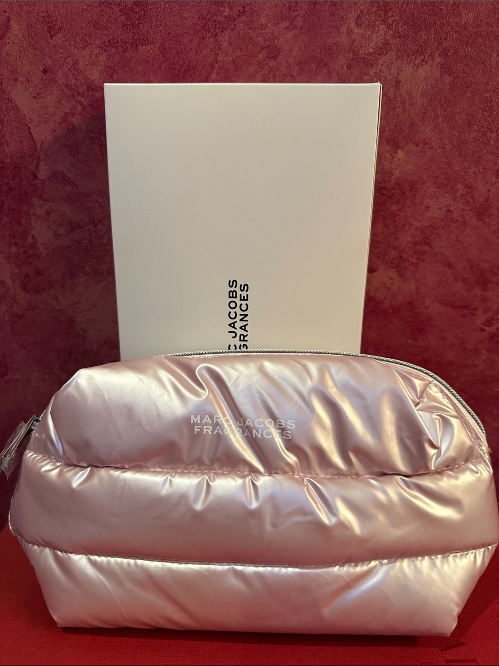 Marc Jacobs Iridescent Light Pink Puffer Cosmetic Case new in box